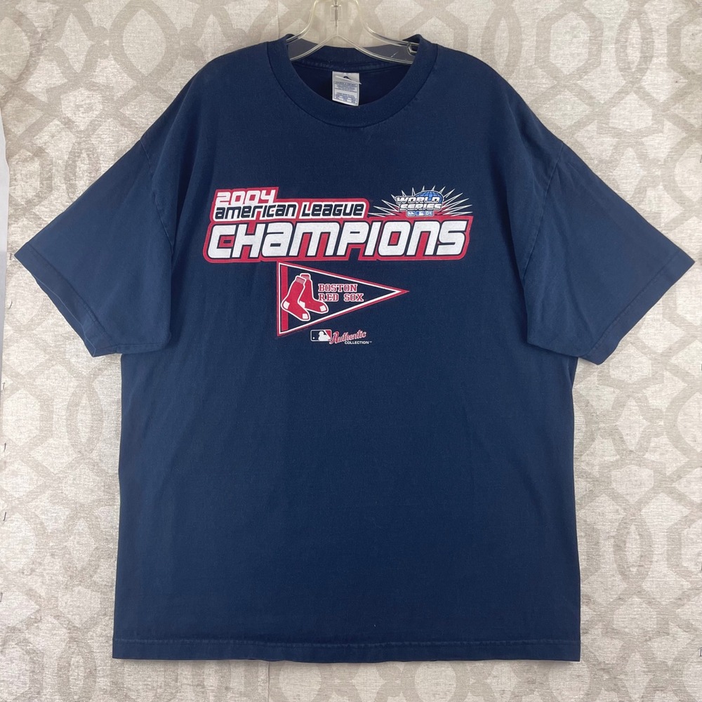 Alstyle Boston Red Sox‎ Mens XL Navy Blue 2004 AL Champions World Series T-Shirt